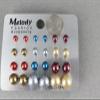 12 Pr Earrings Faux Pearl Bead Ball Stud Post Graduated Grey Brown Gold Red Blue Adorable Statement Jewelry Earrings for Women view 2