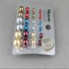 12 Pr Earrings Faux Pearl Bead Ball Stud Post Graduated Grey Brown Gold Red Blue Adorable Statement Jewelry Earrings for Women view 3