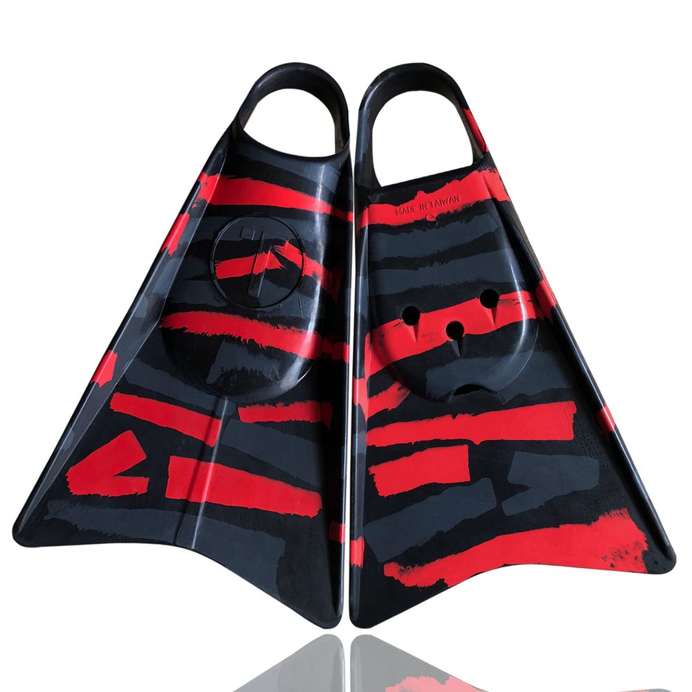 Tribe T2 Bodyboarding Swimfins - Great for Beach and Pool! Black/Grey/Red M