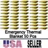 GALAXYLENSE Emergency Mylar Thermal Blanket for Survival First Aid Kits Army Outdoors Hiking Camping Bug Out Trauma Desert All Weather Condition Protection (50 Packs Gold) view 2