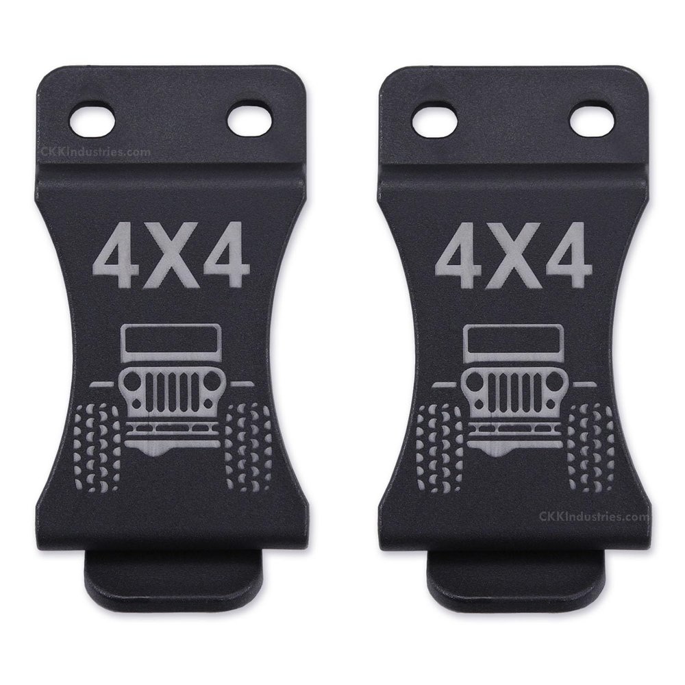 KYDEX Belt Clip for Holsters & Sheaths  (w/4x4 Engraving) - (Fits 1.75in Belts) - (Inside-The-Waistband/IWB) - (USA Made) - (2 Pack)