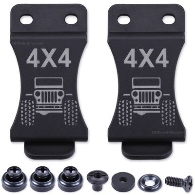 KYDEX Belt Clip for Holsters & Sheaths (w/4x4 Engraving) - (Fits 1.75in Belts) - (Inside-The-Waistband/IWB) - (USA Made) - (w/Mounting Hardware) - (2 Pack)