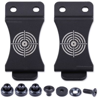 KYDEX Belt Clip for Holsters & Sheaths (w/Bullseye Target Engraving) - (Fits 1.75in Belts) - (Inside-The-Waistband/IWB) - (USA Made) - (w/Mounting Hardware) - (2 Pack)