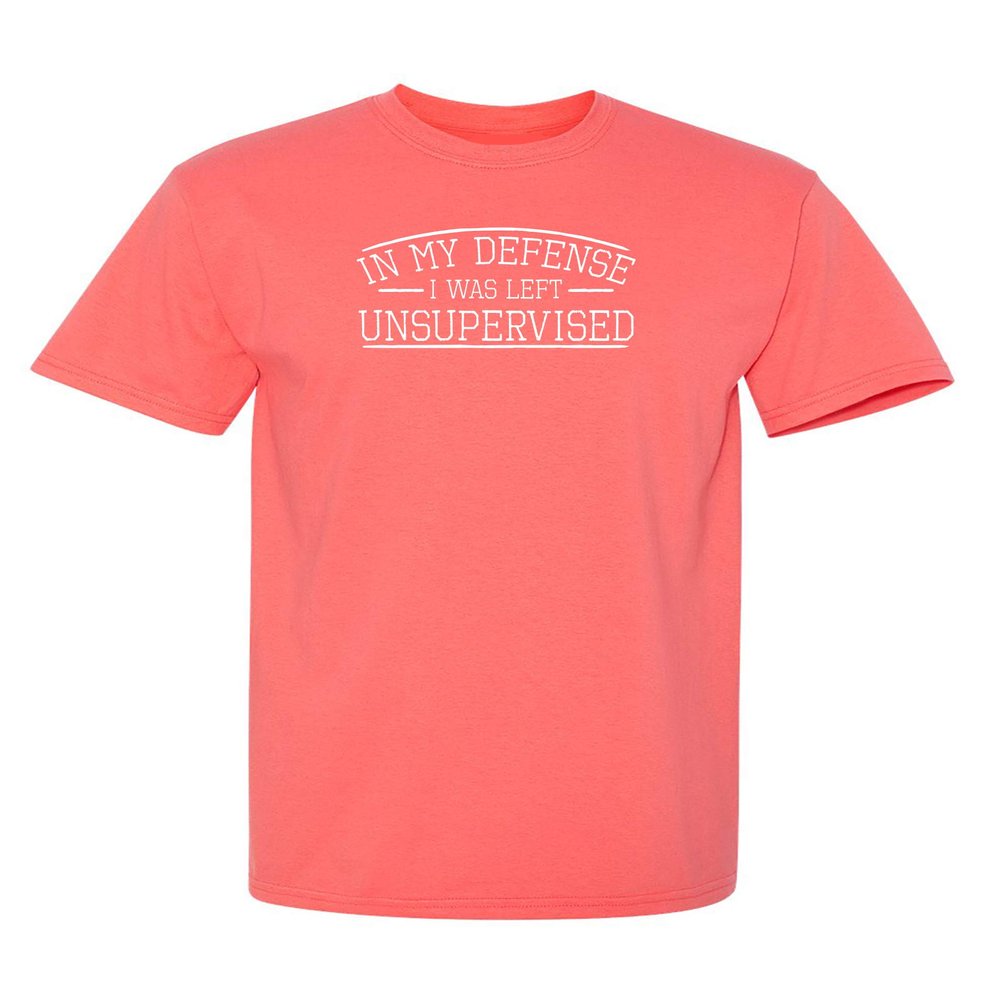 Defense Unsupervised Shirt Graphic Novelty Sarcastic Funny Tshirt L Coral