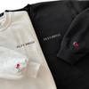 Custom Embroidered Roman Numeral Date Crew Sweatshirt Sweaters/Couples Special Day Date/Initials on Sleeve/Wedding Day Anniversary Birthday Lovers Gift White view 1