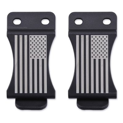 HolsterSmith KYDEX Belt Clip for Holsters & Sheaths (FOMI Design - w/USA Flag Engraving) - (Fits 1.75in Belts) - (Inside-The-Waistband/IWB) - (USA Made) - (2 Pack)