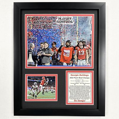 Legends Never Die, Inc. Georgia Bulldogs | 2022 Peach Bowl Champions | 2022 CFP National Champions |12"x15" Framed Photo Collage Under Glass