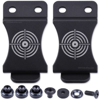 KYDEX Belt Clip for Holsters & Sheaths (w/Bullseye Target Engraving) - (Fits 1.50in Belts) - (Inside-The-Waistband/IWB) - (USA Made) - (w/Mounting Hardware) - (2 Pack)