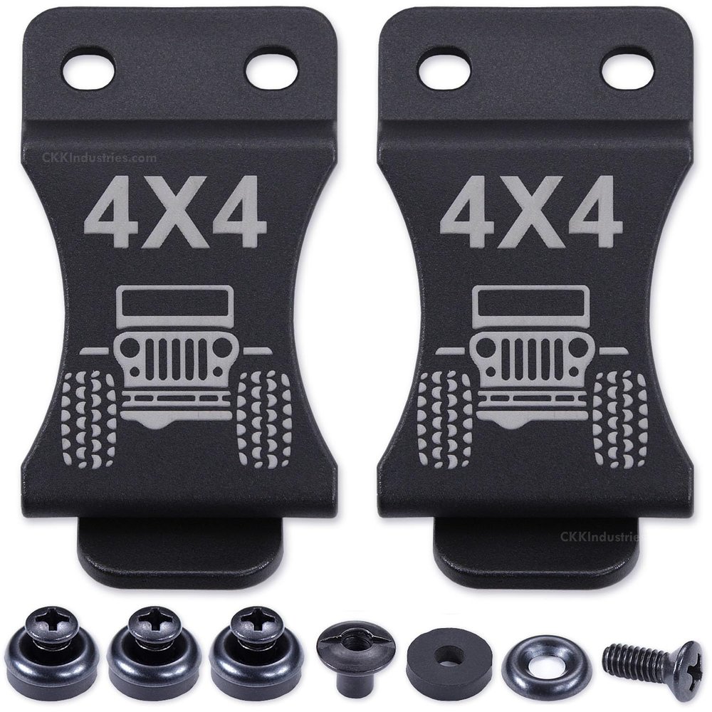 KYDEX Belt Clip for Holsters & Sheaths (w/4x4 Engraving) - (Fits 1.50in Belts) - (Inside-The-Waistband/IWB) - (USA Made) - (w/Mounting Hardware) - (2 Pack)