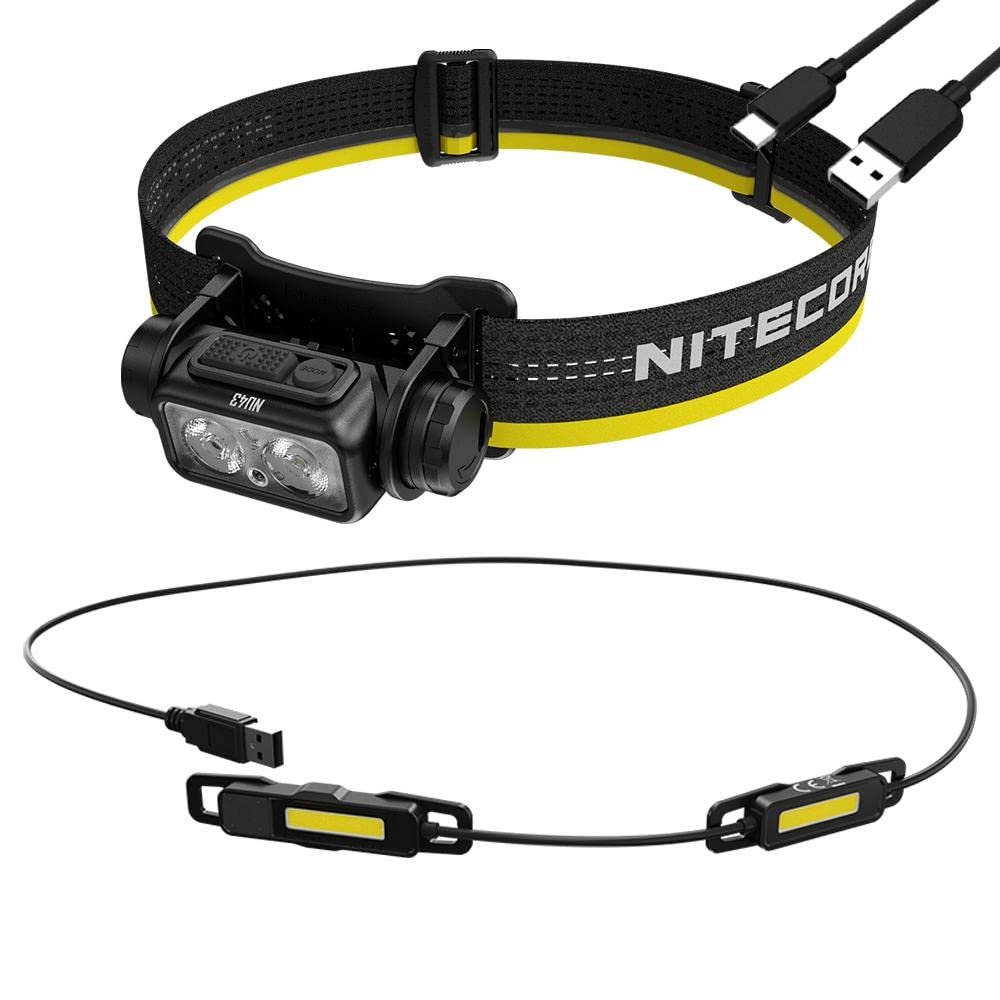 Jogging Companion : Nitecore NU43 Lighweight rechargeable headlamp - 1400 Lumens w/Nitecore UT05 Waist light 400 Lumens