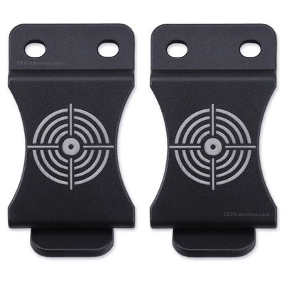 KYDEX Belt Clip for Holsters & Sheaths (w/Bullseye Target Engraving) - (Fits 1.50in Belts) - (Inside-The-Waistband/IWB) - (USA Made) - (2 Pack)