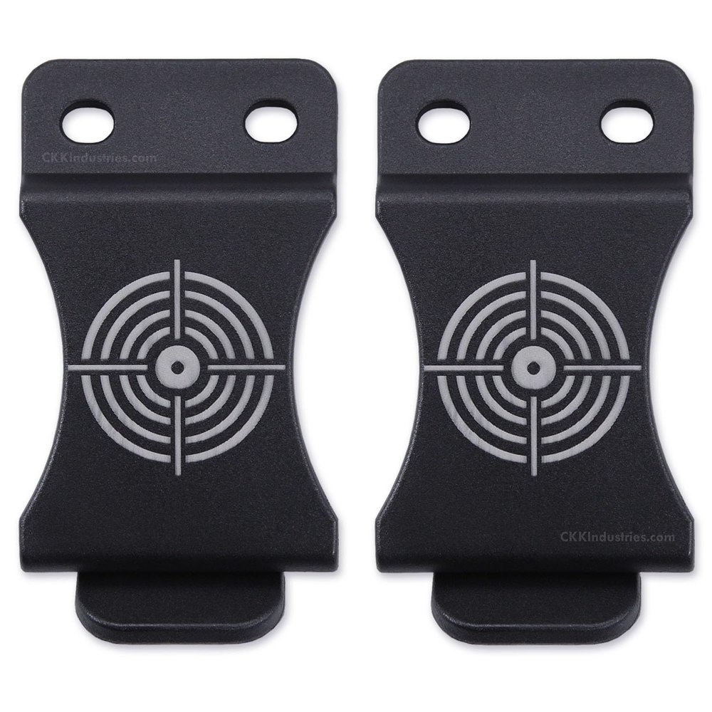 KYDEX Belt Clip for Holsters & Sheaths  (w/Bullseye Target Engraving) - (Fits 1.50in Belts) - (Inside-The-Waistband/IWB) - (USA Made) - (2 Pack)