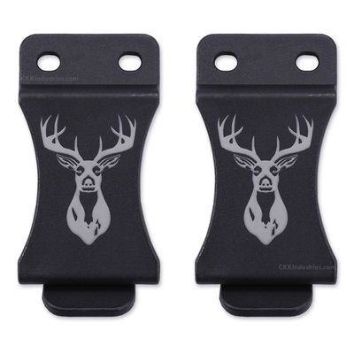 KYDEX Belt Clip for Holsters & Sheaths (w/Buck Engraving) - (Fits 1.75in Belts) - (Inside-The-Waistband/IWB) - (USA Made) - (2 Pack)
