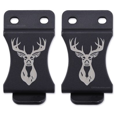 KYDEX Belt Clip for Holsters & Sheaths (w/Buck Engraving) - (Fits 1.50in Belts) - (Inside-The-Waistband/IWB) - (USA Made) - (2 Pack)