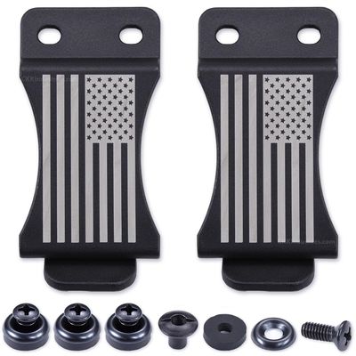 HolsterSmith KYDEX Belt Clip for Holsters & Sheaths (FOMI Design - w/USA Flag Engraving) - (Fits 1.75in Belts) - (Inside-The-Waistband/IWB) - (USA Made) - (w/Mounting Hardware) - (2 Pack)