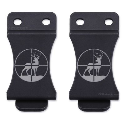 KYDEX Belt Clip for Holsters & Sheaths (w/Crosshair Buck Engraving) - (Fits 1.75in Belts) - (Inside-The-Waistband/IWB) - (USA Made) - (2 Pack)