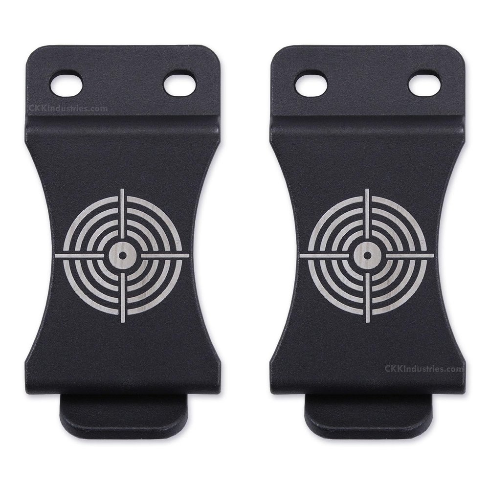 KYDEX Belt Clip for Holsters & Sheaths  (w/Bullseye Target Engraving) - (Fits 1.75in Belts) - (Inside-The-Waistband/IWB) - (USA Made) - (2 Pack)