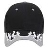Ashen Fane Flame Design 6 Panel Structured Low Profile Brushed Cotton Twill Baseball Hat, Blk/Gry/Wht view 2