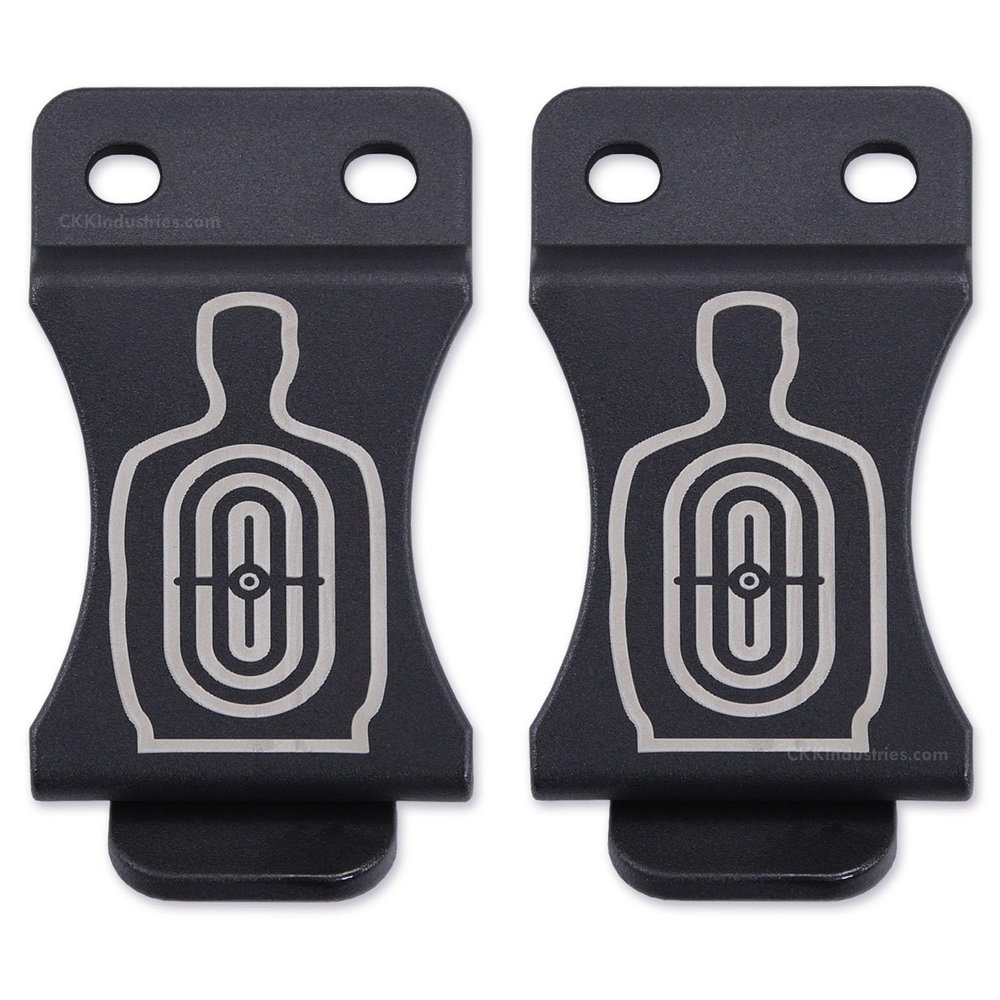 KYDEX Belt Clip for Holsters & Sheaths  (w/Silhouette Target Engraving) - (Fits 1.50in Belts) - (Inside-The-Waistband/IWB) - (USA Made) - (2 Pack)