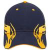 Ashen Fane Flame Design 6 Panel Structured Low Profile Brushed Cotton Twill Baseball Hat, NVY/Gld/Gld view 2