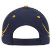 Ashen Fane Flame Design 6 Panel Structured Low Profile Brushed Cotton Twill Baseball Hat, NVY/Gld/Gld view 3