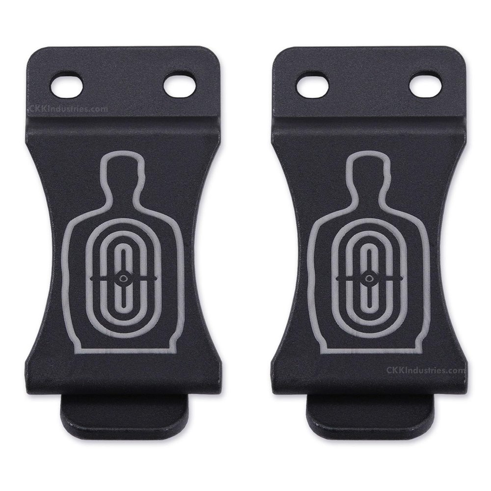 KYDEX Belt Clip for Holsters & Sheaths  (w/Silhouette Target Engraving) - (Fits 1.75in Belts) - (Inside-The-Waistband/IWB) - (USA Made) - (2 Pack)