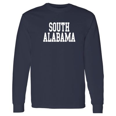AL01 - South Alabama Jaguars Basic Block Long Sleeve T Shirt - 3X-Large - Navy