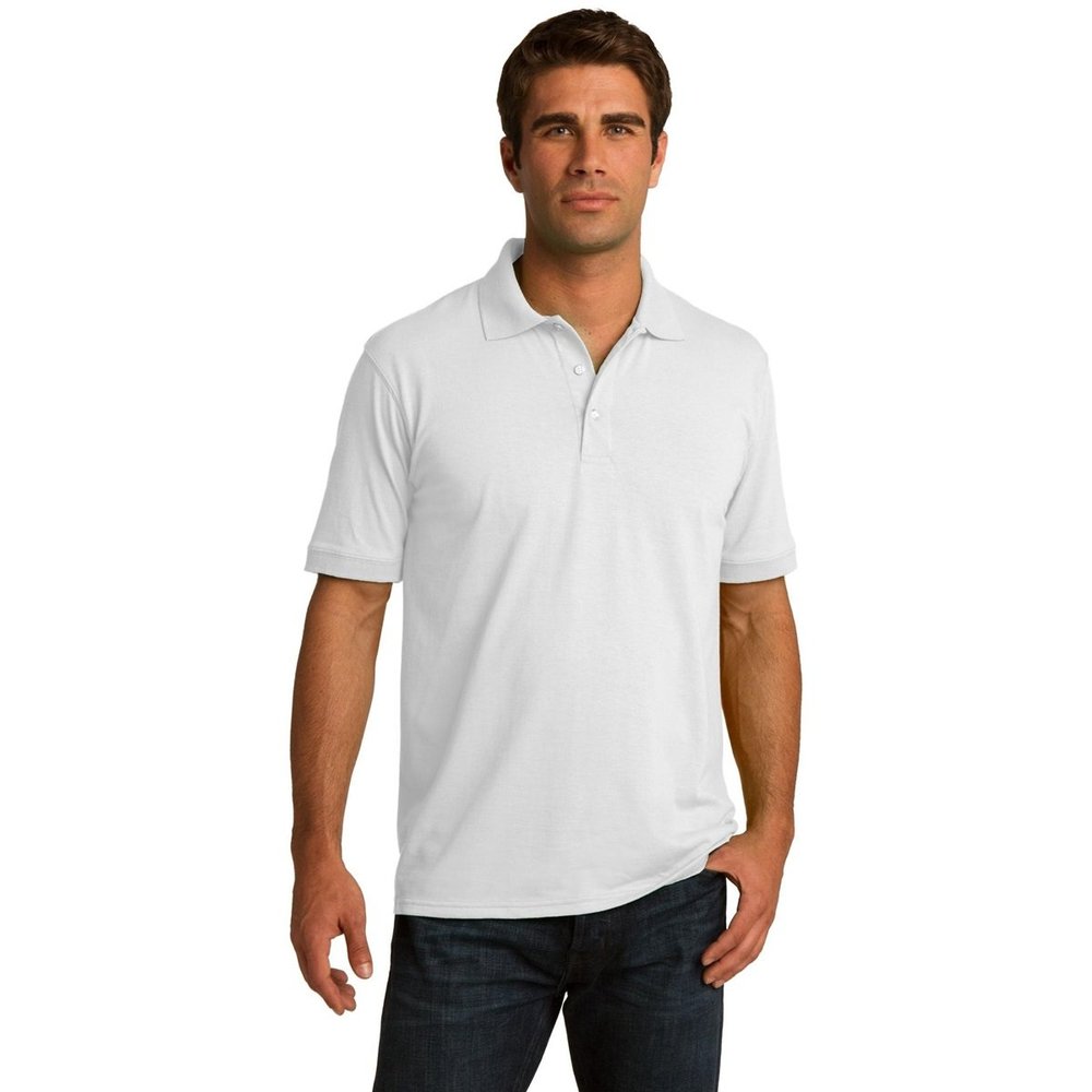 Clothe Co. Mens Short Sleeve Jersey Knit Polo Shirt, White,XL