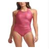 Calvin Klein Women's Pink Stretch Halter Ruched Full Coverage Tie High Neck One Piece Swimsuit 4 view 1