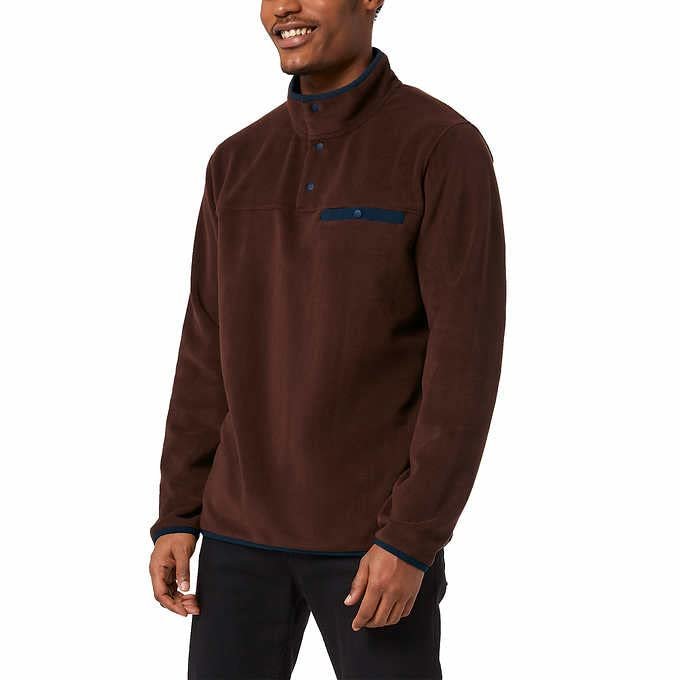 32 Degrees Mens Quarter Snap Pullover (XL, Red)