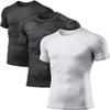 ATHLIO Men's Cool Dry Short Sleeve Compression Shirts, Sports Baselayer T-Shirts Tops, Athletic Workout Shirt, 3pack Black/Camo Black/White, Medium view 1