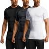 ATHLIO Men's Cool Dry Short Sleeve Compression Shirts, Sports Baselayer T-Shirts Tops, Athletic Workout Shirt, 3pack Black/Camo Black/White, Medium view 2