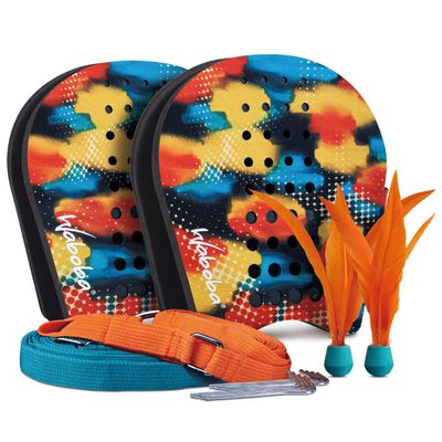 Waboba Battle Bird - Rethink Your Paddle Game  Backyard Set Includes: 2 Wearable Paddles, 2 Small Birdies and a Easy Court to Set-up with Stakes - Size 200 x 120 x 228 mm