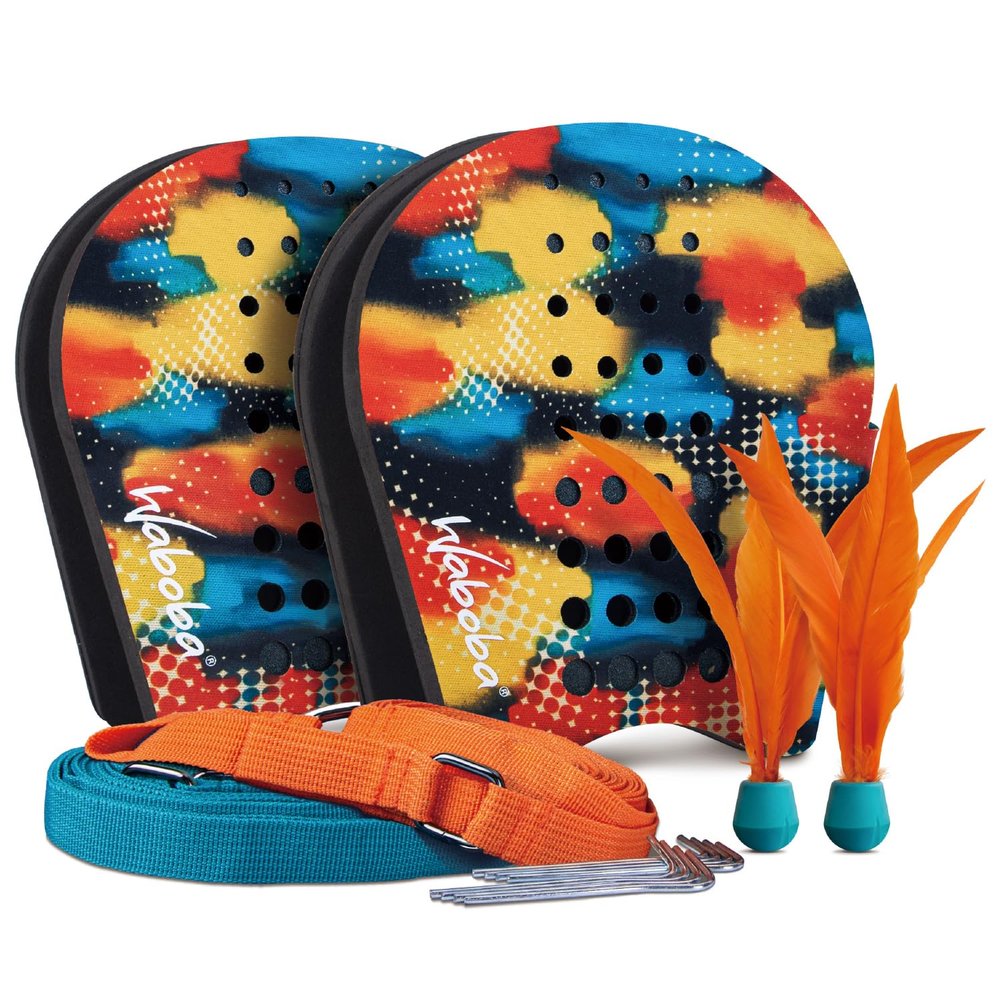 Waboba Battle Bird - Rethink Your Paddle Game Backyard Set Includes: 2 Wearable Paddles, 2 Small Birdies and a Easy Court to Set-up with Stakes - Size 200 x 120 x 228 mm