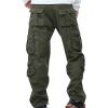 Men's Loose Cargo Slacks Multi-Pocket Fleece Lined Winter Warm Cotton Pants Outdoor Tactical Military Trousers (ArmyGreen,40) view 4