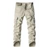 Men's Outdoor Cargo Trousers Multi-Pocket Casual Cotton Pants with No Belt Tactical Military Army Hiking Slacks (Light Yellow,29)