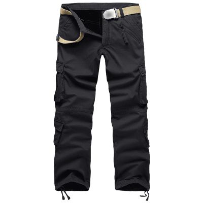 JEsilunmaMY Men's Loose Cargo Slacks Multi-Pocket Fleece Lined Winter Warm Cotton Pants Outdoor Tactical Military Trousers (Black,32)