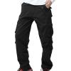 JEsilunmaMY Men's Loose Cargo Slacks Multi-Pocket Fleece Lined Winter Warm Cotton Pants Outdoor Tactical Military Trousers (Black,32) view 2
