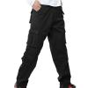 JEsilunmaMY Men's Loose Cargo Slacks Multi-Pocket Fleece Lined Winter Warm Cotton Pants Outdoor Tactical Military Trousers (Black,32) view 3
