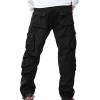 JEsilunmaMY Men's Loose Cargo Slacks Multi-Pocket Fleece Lined Winter Warm Cotton Pants Outdoor Tactical Military Trousers (Black,32) view 4