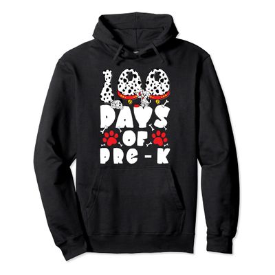 100 Days of School Pre-k Dalmatian Dog Kids 100 Days Smarter Pullover Hoodie