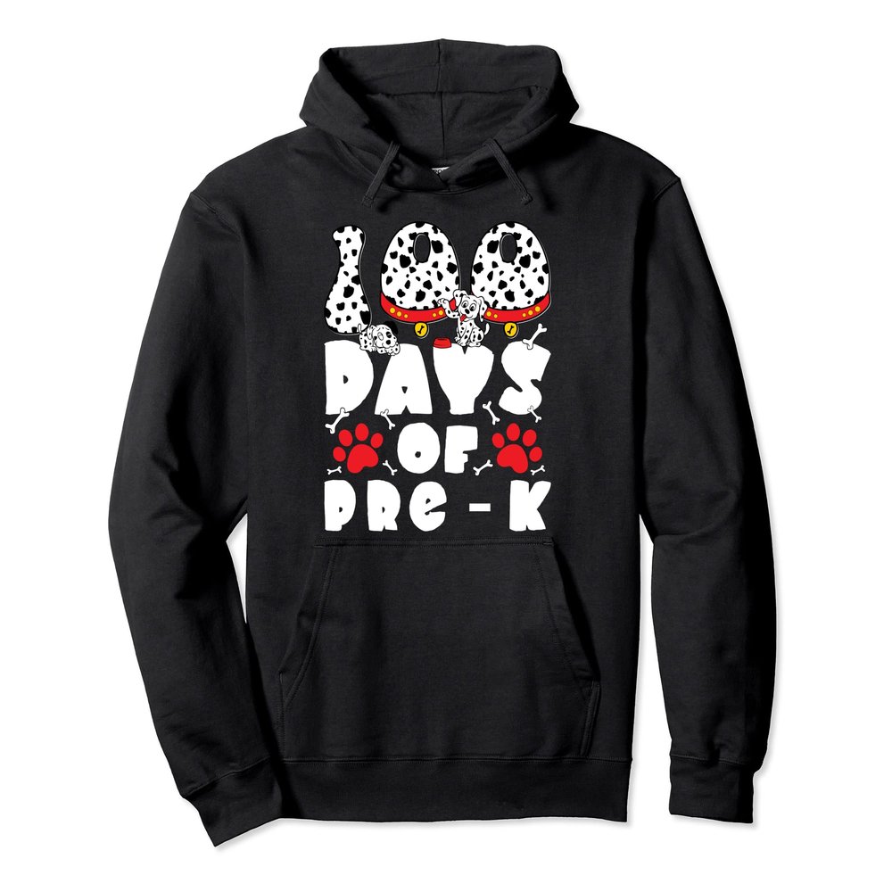 100 Days of School Pre-k Dalmatian Dog Kids 100 Days Smarter Pullover Hoodie