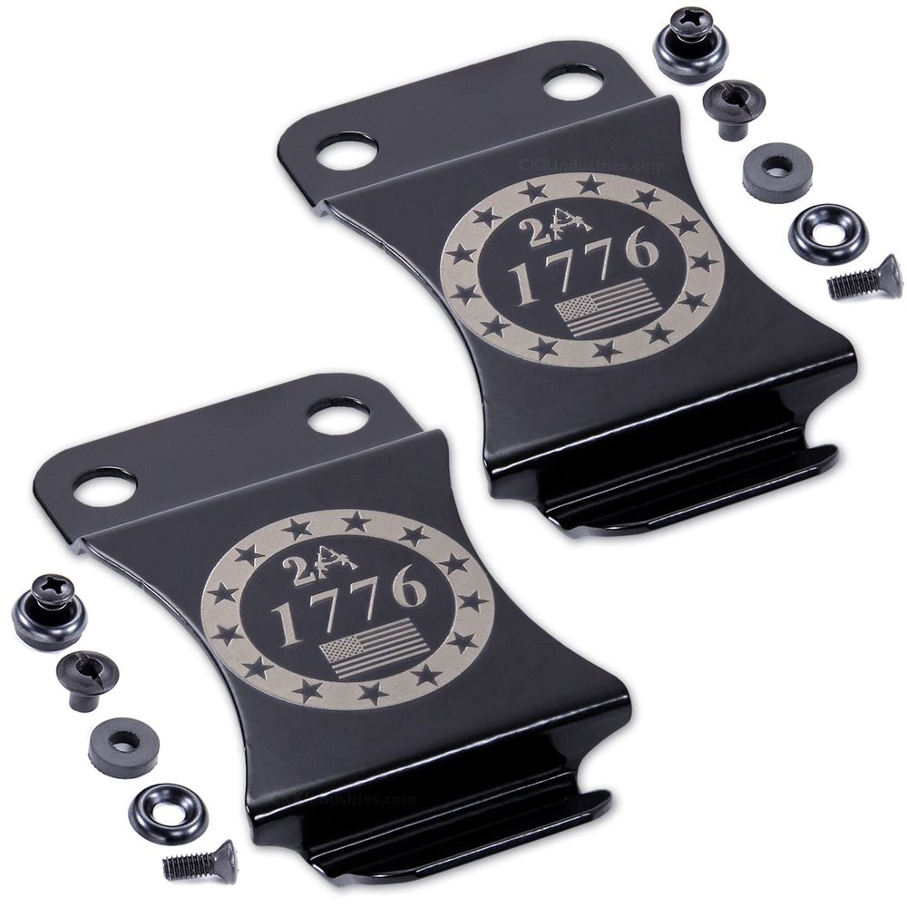 KYDEX Belt Clip for Holsters & Sheaths (Flush Mount Design - w/2nd Amendment - 1776 Engraving) - (Metal) - (Inside-The-Waistband/IWB) - (Fits 1.75in Belts) - (w/Mounting Hardware) - (2 Pack)