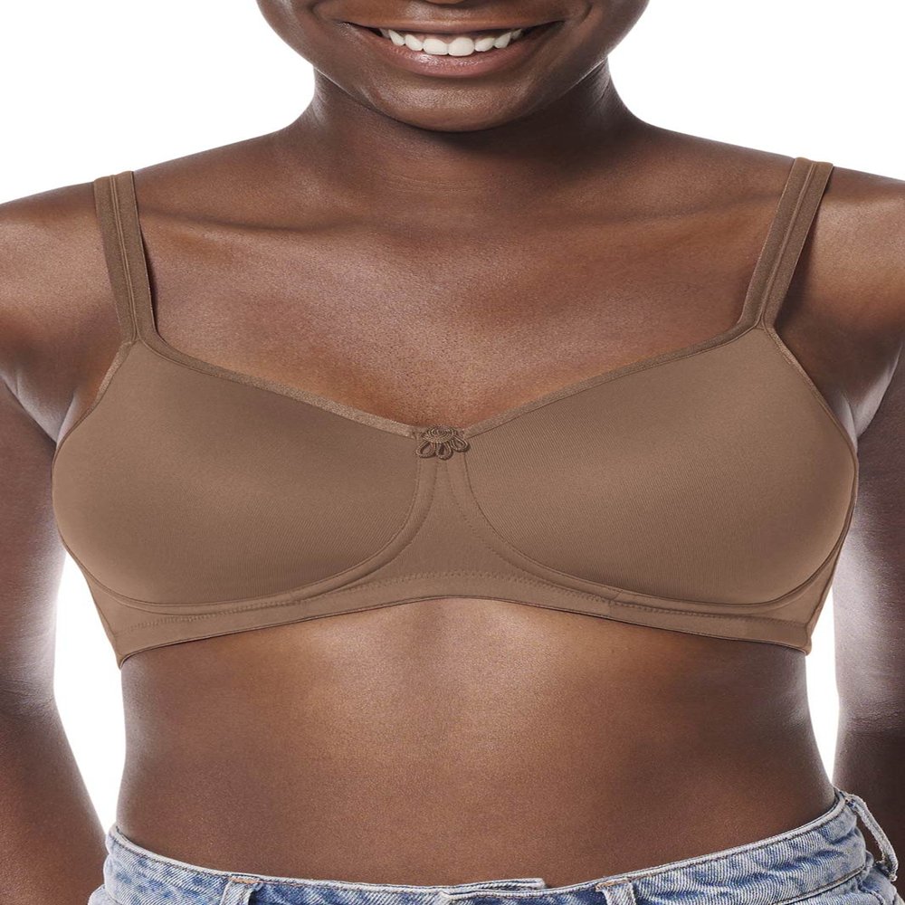 Amoena Womens Mara Padded Wire-Free Pocketed Mastectomy Bra Mocha 36DDD