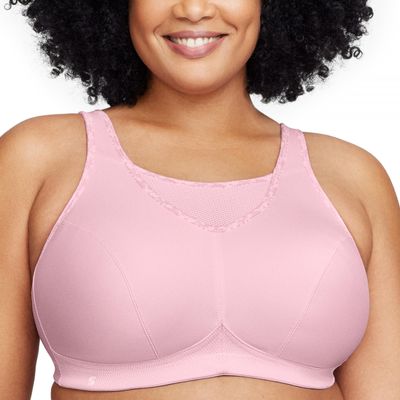 Full Figure Plus Size No-Bounce Camisole Sports Bra Wirefree #1066 Parfait Pink