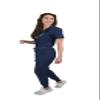 Green Town Scrubs for Women Scrub Set - Slim Fit Jogger Pant and Tuck-In V-Neck Top, 5 Pockets, Easy Care Uniform -Navy-X-Large view 3