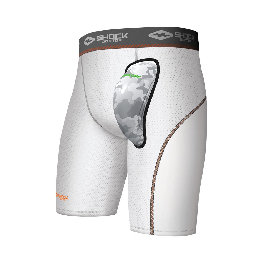 Shock Doctor Compression Short w/AirCore Hard Cup YTH White XL