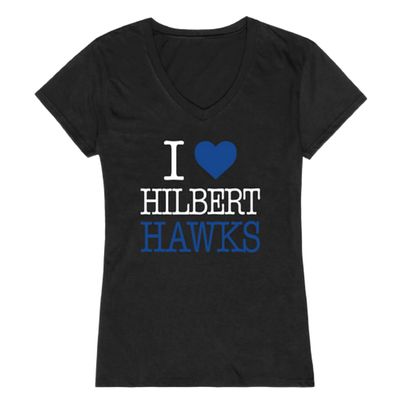 I Love Hilbert College Hawks Womens Tee T-Shirt - Black, X-Large