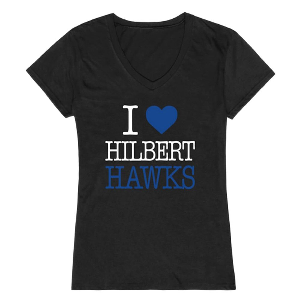 I Love Hilbert College Hawks Womens Tee T-Shirt - Black, X-Large