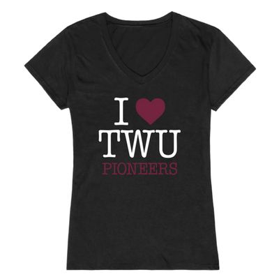 I Love Texas Woman's University Pioneers Womens Tee T-Shirt - Black, XX-Large